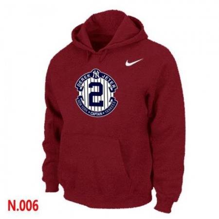 New York Yankees #2 Derek Jeter Official Final Season Commemorative Logo Pullover Hoodie Red