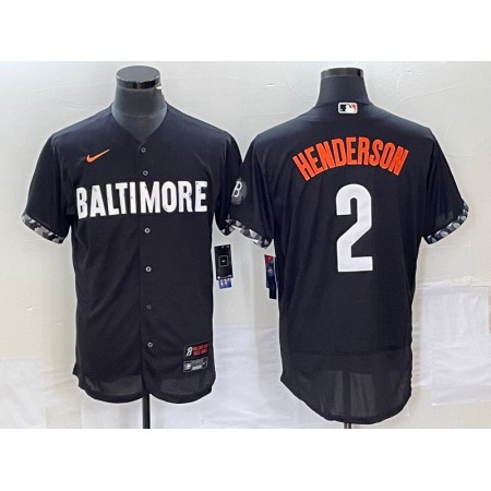 Youth Baltimore Orioles #2 Gunnar Henderson Black 2023 City Connect Flex Base Stitched Baseball Jersey