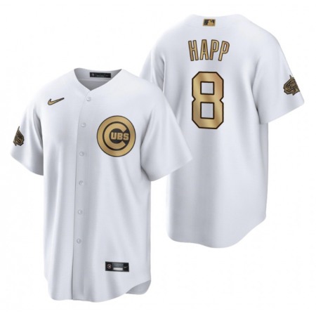 Youth Chicago Cubs #8 ian Happ 2022 All-Star White Cool Base Stitched Baseball Jersey