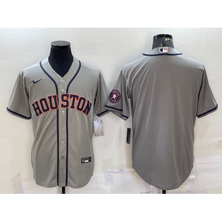 Men's Houston Astros Blank Grey With Patch Cool Base Stitched Jersey