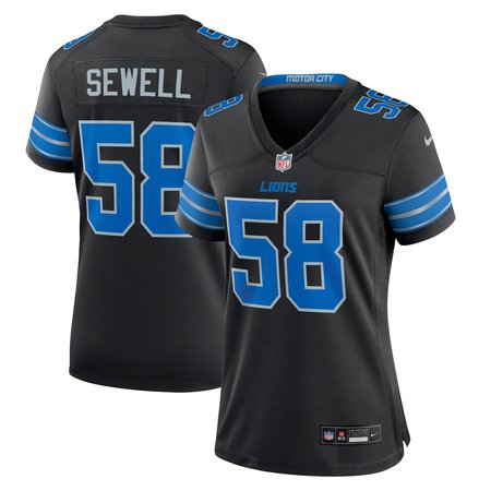 Women's Detroit Lions #58 Penei Sewell Black 2nd Alternate Game Jersey