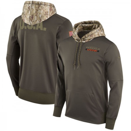 Men's Cincinnati Bengals Olive Salute to Service Sideline Therma Pullover Hoodie