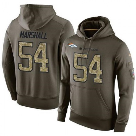 NFL Men's Denver Broncos #54 Brandon Marshall Stitched Green Olive Salute To Service KO Performance Hoodie
