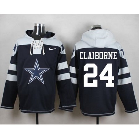 Cowboys #24 Morris Claiborne Navy Blue Player Pullover NFL Hoodie