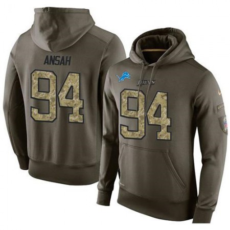 NFL Men's Detroit Lions #94 Ziggy Ansah Stitched Green Olive Salute To Service KO Performance Hoodie