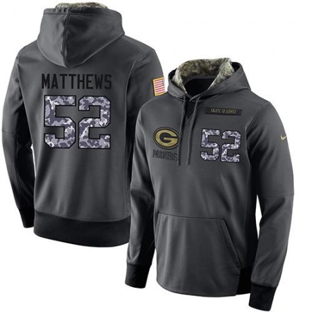 NFL Men's Green Bay Packers #52 Clay Matthews Stitched Black Anthracite Salute to Service Player Performance Hoodie