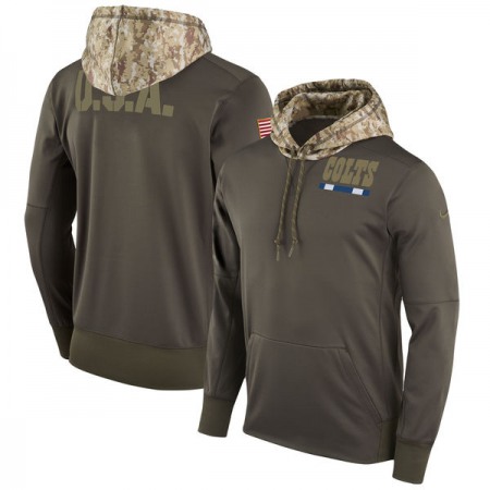 Men's Indianapolis Colts Olive Salute to Service Sideline Therma Pullover Hoodie