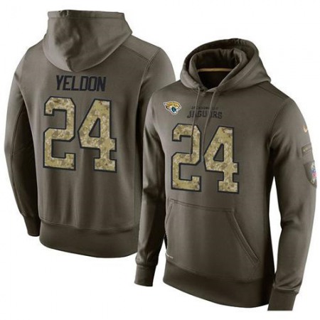 NFL Men's Jacksonville Jaguars #24 T.J. Yeldon Stitched Green Olive Salute To Service KO Performance Hoodie
