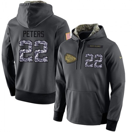 NFL Men's Kansas City Chiefs #22 Marcus Peters Stitched Black Anthracite Salute to Service Player Performance Hoodie