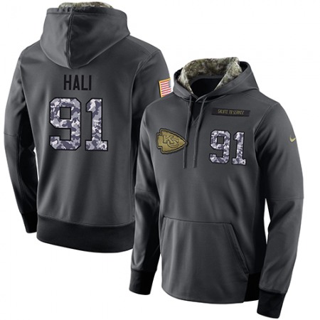 NFL Men's Kansas City Chiefs #91 Tamba Hali Stitched Black Anthracite Salute to Service Player Performance Hoodie
