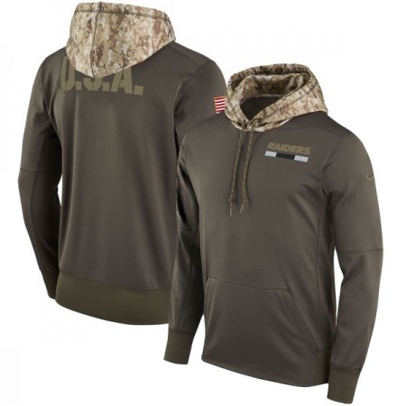 Men's Oakland Raiders Olive Salute to Service Sideline Therma Pullover Hoodie