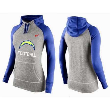 Women's San Diego Chargers Performance Hoodie Grey & Blue_1