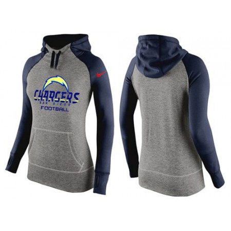 Women's San Diego Chargers Performance Hoodie Grey & Dark Blue
