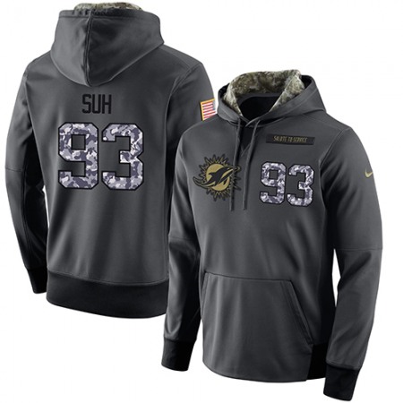 NFL Men's Miami Dolphins #93 Ndamukong Suh Stitched Black Anthracite Salute to Service Player Performance Hoodie
