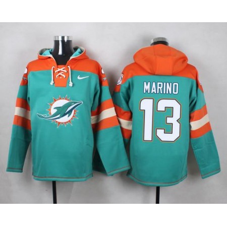 Dolphins #13 Dan Marino Aqua Green Player Pullover NFL Hoodie