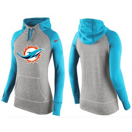 Women's Miami Dolphins Performance Hoodie Grey & Blue_2