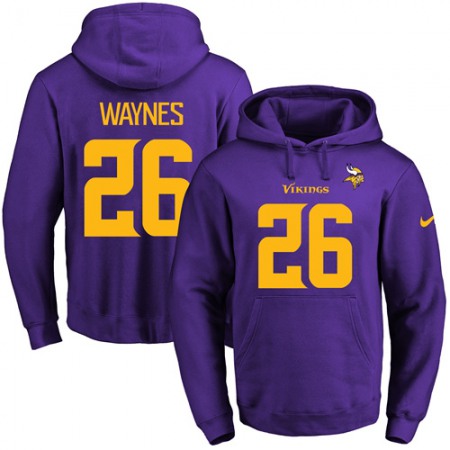 Vikings #26 Trae Waynes Purple(Gold No.) Name & Number Pullover NFL Hoodie