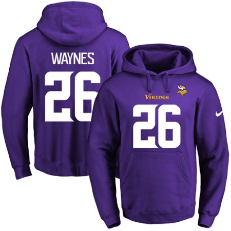 Vikings #26 Trae Waynes Purple Name & Number Pullover NFL Hoodie