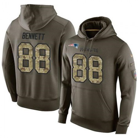NFL Men's New England Patriots #88 Martellus Bennett Stitched Green Olive Salute To Service KO Performance Hoodie