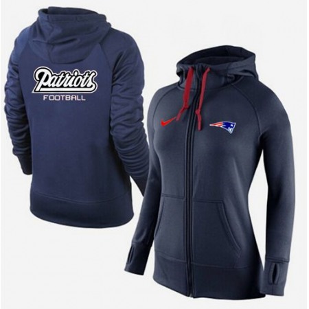 Women's New England Patriots Full-Zip Performance Hoodie Dark Blue