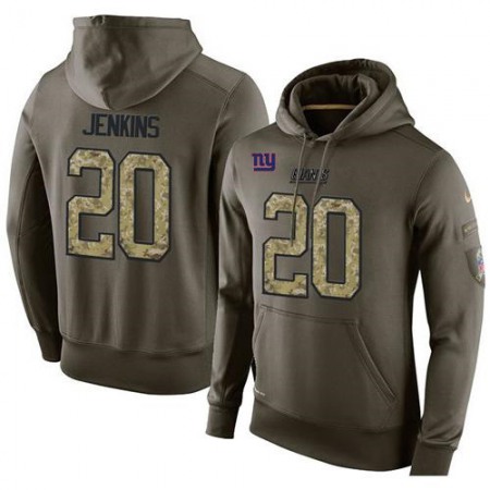 NFL Men's New York Giants #20 Janoris Jenkins Stitched Green Olive Salute To Service KO Performance Hoodie