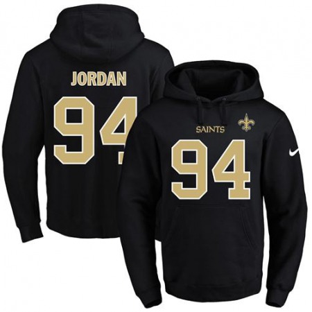 Saints #94 Cameron Jordan Black Name & Number Pullover NFL Hoodie