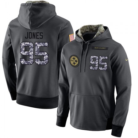 NFL Men's Pittsburgh Steelers #95 Jarvis Jones Stitched Black Anthracite Salute to Service Player Performance Hoodie