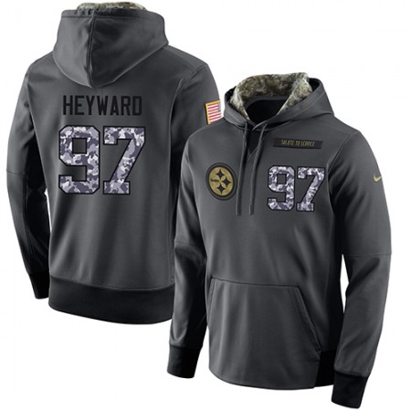 NFL Men's Pittsburgh Steelers #97 Cameron Heyward Stitched Black Anthracite Salute to Service Player Performance Hoodie