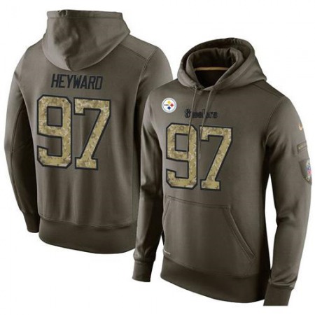 NFL Men's Pittsburgh Steelers #97 Cameron Heyward Stitched Green Olive Salute To Service KO Performance Hoodie