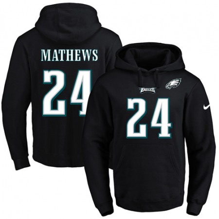 Eagles #24 Ryan Mathews Black Name & Number Pullover NFL Hoodie
