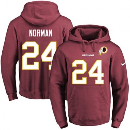 Redskins #24 Josh Norman Burgundy Red Name & Number Pullover NFL Hoodie
