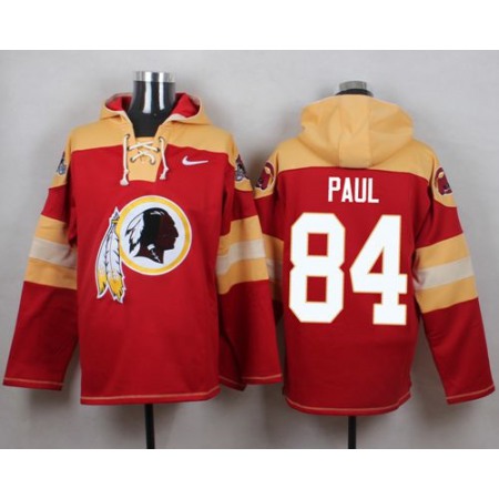 Redskins #84 Niles Paul Burgundy Red Player Pullover NFL Hoodie