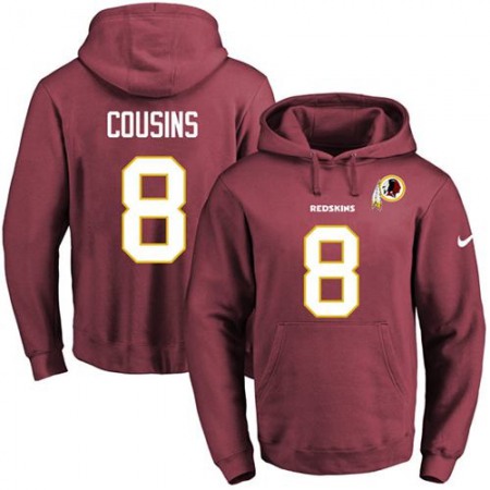 Redskins #8 Kirk Cousins Burgundy Red Name & Number Pullover NFL Hoodie