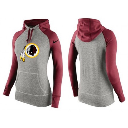Women's Washington Redskins Performance Hoodie Grey & Red_2