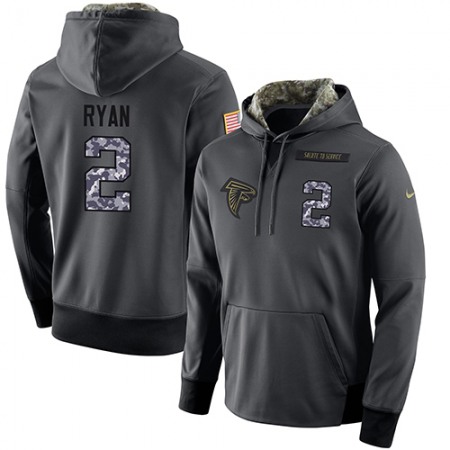 NFL Men's Atlanta Falcons #2 Matt Ryan Stitched Black Anthracite Salute to Service Player Performance Hoodie