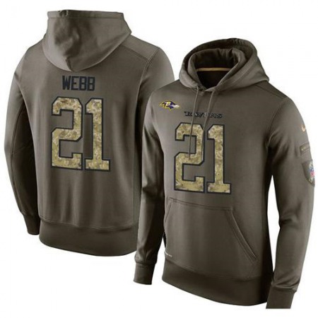 NFL Men's Baltimore Ravens #21 Lardarius Webb Stitched Green Olive Salute To Service KO Performance Hoodie