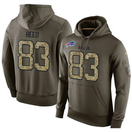 NFL Men's Buffalo Bills #83 Andre Reed Stitched Green Olive Salute To Service KO Performance Hoodie
