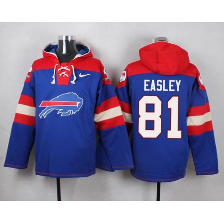 Bills #81 Marcus Easley Royal Blue Player Pullover NFL Hoodie