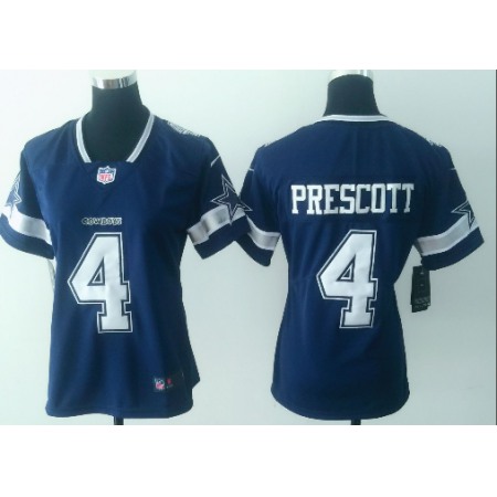 Women's Dallas Cowboys #4 Dak Prescott Navy Blue Untouchable Limited Stitched NFL Jersey