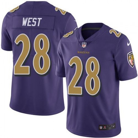 Ravens #28 Terrance West Purple Men's Stitched NFL Limited Rush Jersey