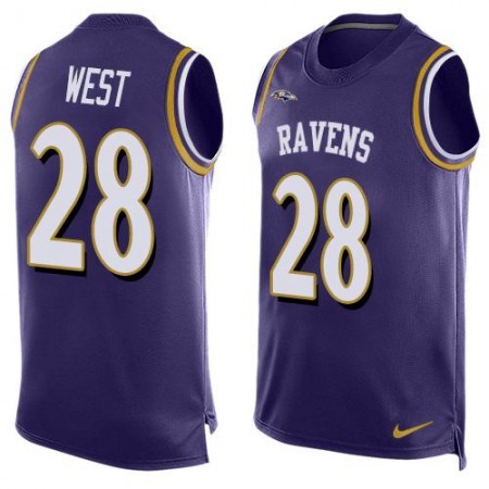 Ravens #28 Terrance West Purple Team Color Men's Stitched NFL Limited Tank Top Jersey