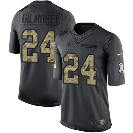 Bills #24 Stephon Gilmore Black Men's Stitched NFL Limited 2016 Salute To Service Jersey