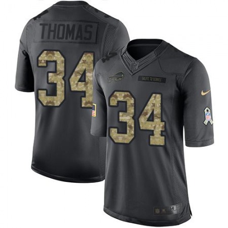 Bills #34 Thurman Thomas Black Men's Stitched NFL Limited 2016 Salute To Service Jersey