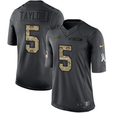 Bills #5 Tyrod Taylor Black Men's Stitched NFL Limited 2016 Salute To Service Jersey
