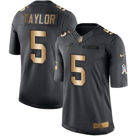 Bills #5 Tyrod Taylor Black Men's Stitched NFL Limited Gold Salute To Service Jersey