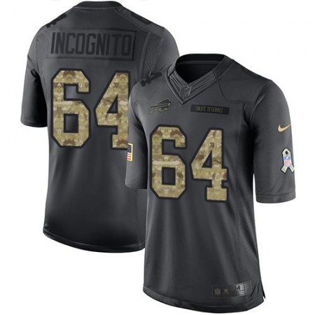 Bills #64 Richie Incognito Black Men's Stitched NFL Limited 2016 Salute To Service Jersey