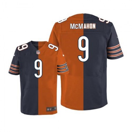 Bears #9 Jim McMahon Navy Blue/Orange Men's Stitched NFL Elite Split Jersey