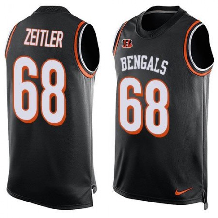 Bengals #68 Kevin Zeitler Black Team Color Men's Stitched NFL Limited Tank Top Jersey