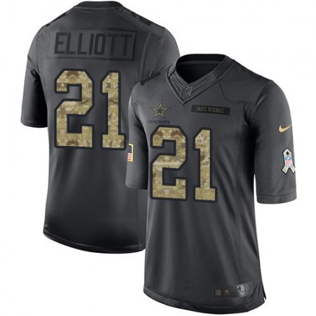 Cowboys #21 Ezekiel Elliott Black Men's Stitched NFL Limited 2016 Salute To Service Jersey