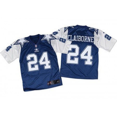 Cowboys #24 Morris Claiborne Navy Blue/White Throwback Men's Stitched NFL Elite Jersey
